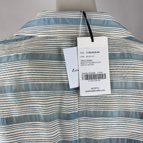 Worth Blazer Lightweight Sheer Long Sleeve Button-Up Cotton Blend Women 8 NWT - Picture 10 of 14